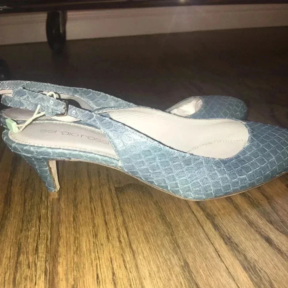 Sergio Rossi blue sling back shoes